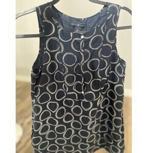 GAP Sleeveless Tunic Top Size 4 – Navy Blue Circle Print, Button Front, Lined